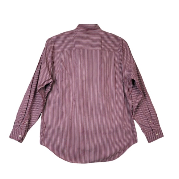 Austin Reed London Men Cotton Long Sleeve Dress Shirt Stripe Size Large Red - Picture 10 of 13